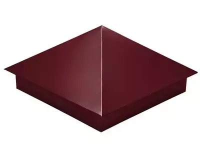 Колпак на столб 390*390мм сталь 0,5мм Сатин Grand Line RAL 3005 (вишневый)
