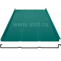 Фальцевая панель фальц двойной стоячий Line 625/550мм Satin 0.5мм RAL 6005 (зеленый) Grand Line